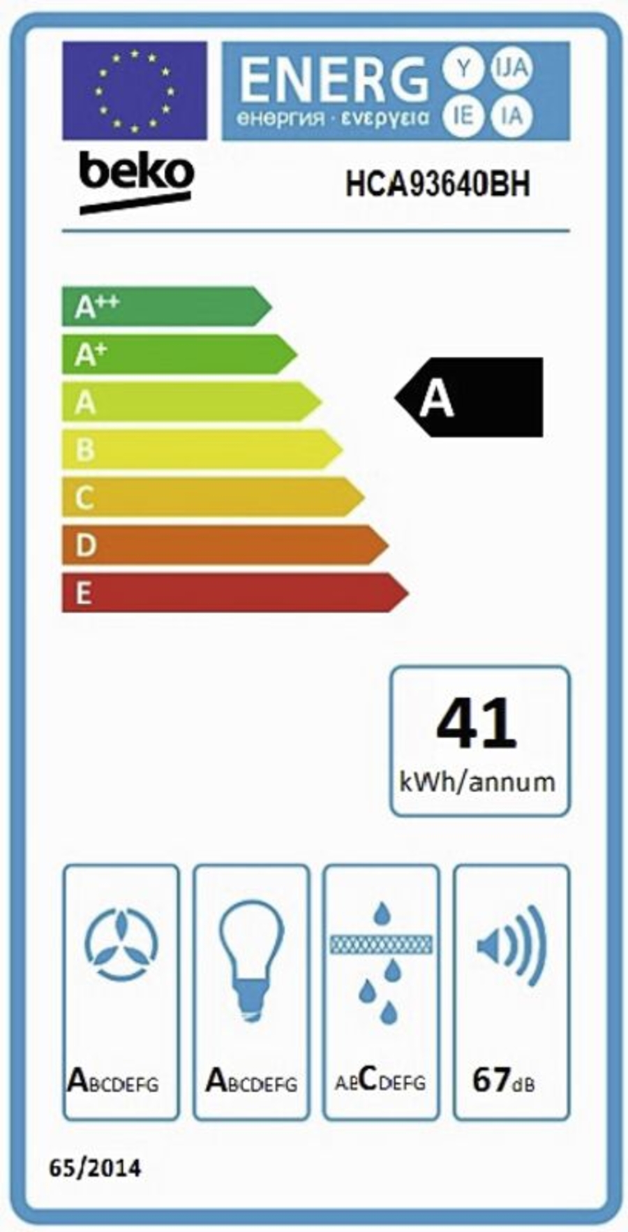 Beko HCA93640BH Dunstabzug Schräg 90 cm Schwarz-Edelstahl