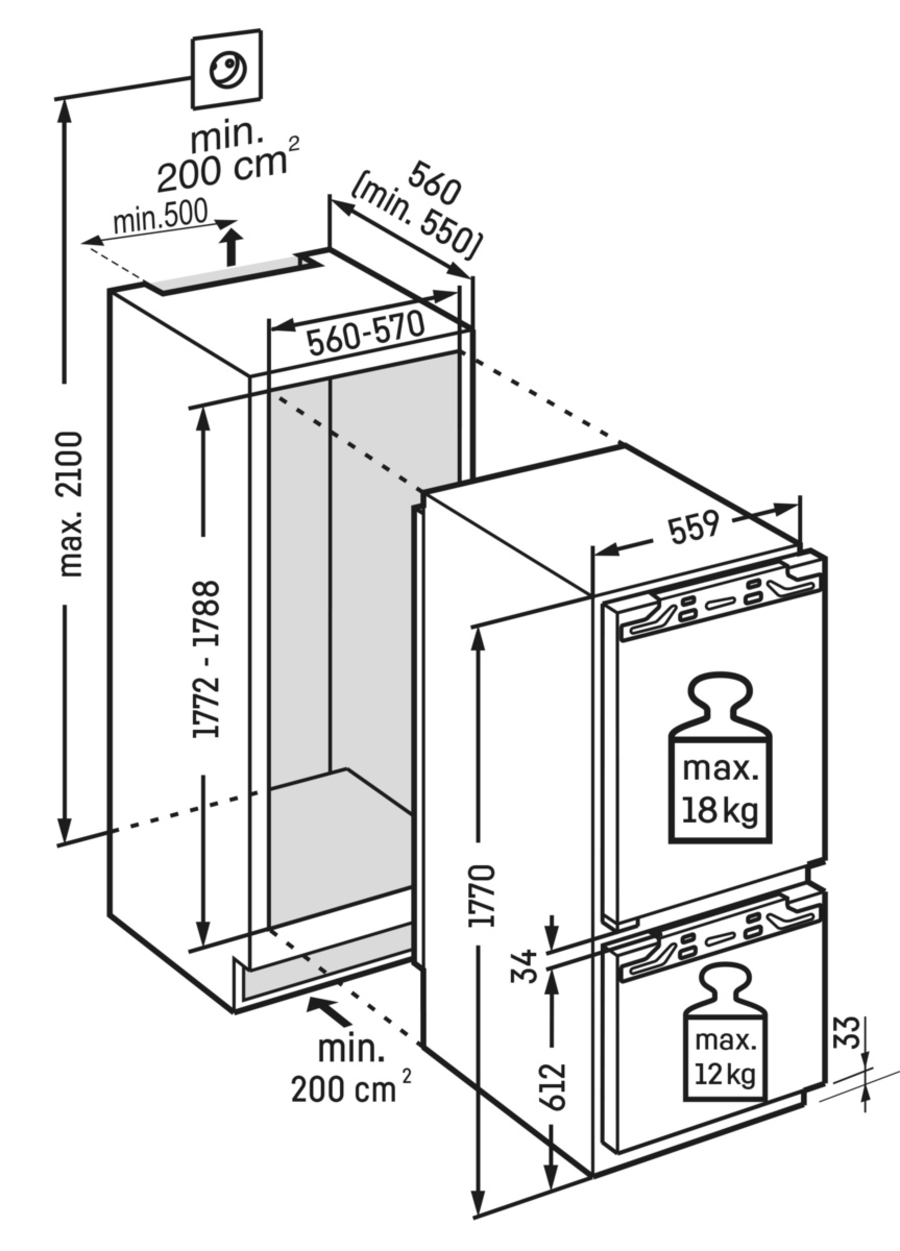 Liebherr IRCBf 5121 Plus BioFresh Integrierbarer Kühlschrank  mit Kellerfach und BioFresh FH+
