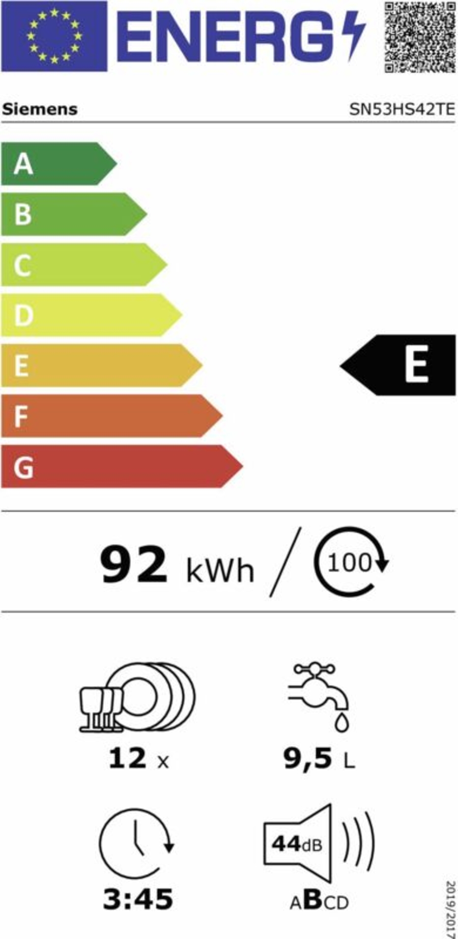 Siemens SN53HS42TE Einbau  Geschirrspüler teilintegriert 60cm Edelstahl