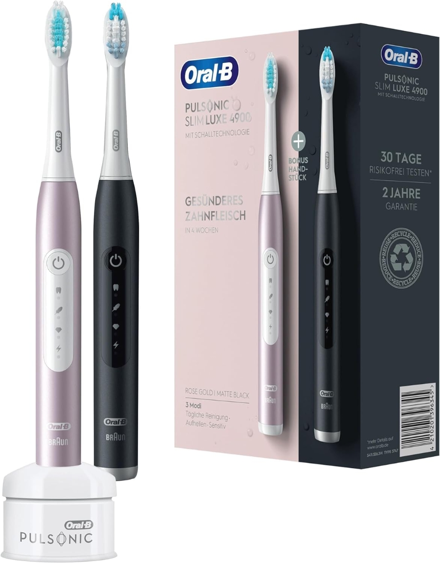Oral-B Pulsonic Slim Luxe 4900 Schwarz/Rosegold mit 2. Handstück 396345