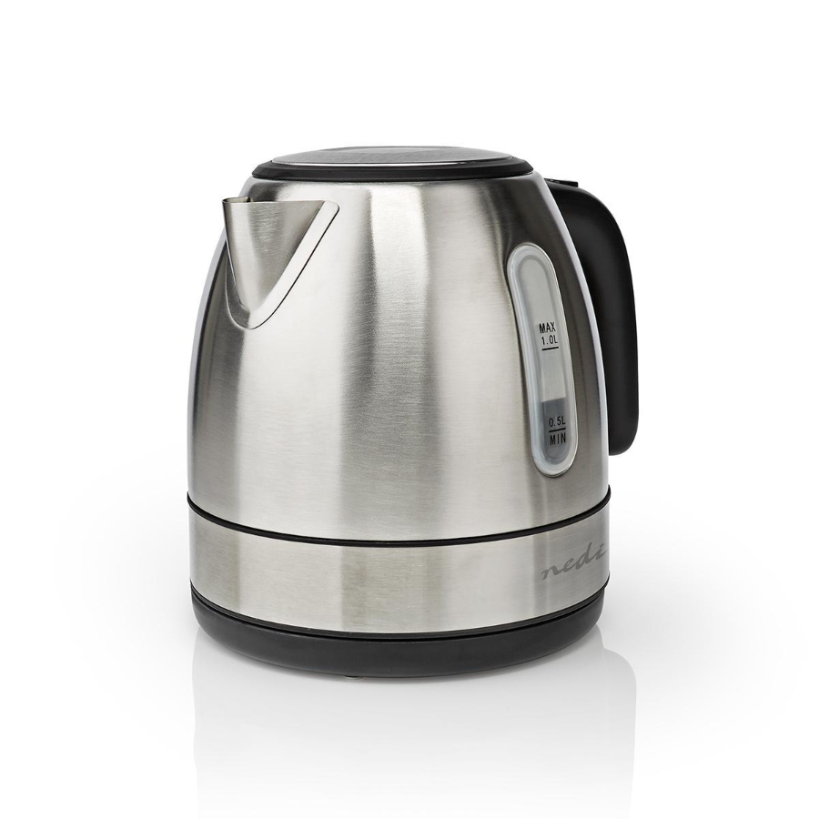 Nedis KAWK300EAL Wasserkocher 1.0 l | Edelstahl | Aluminium  Um 360 Grad drehbar | Verdecktes Heizelement