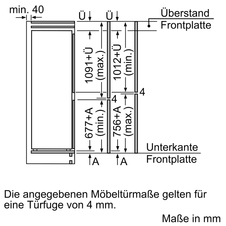 Siemens KI86NVSE0 Einbau-Kühl-Gefrier-Kombination mit Gefrierbereich unten, Nofrost, Schleppscharnier