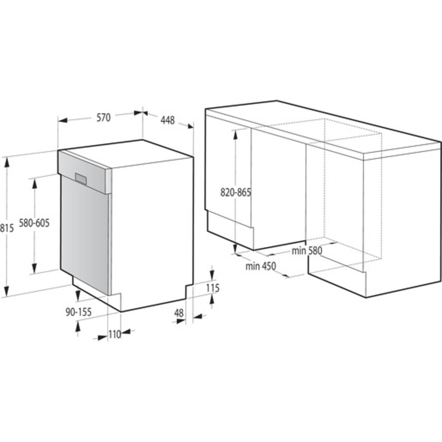 Gorenje GI520E15X Geschirrspüler Einbau 45cm teilintegriert ohne Frontdekorplatte !
