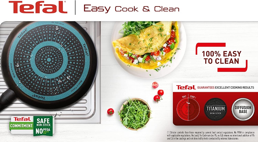 Tefal B55509 Easy Cook & Clean Crêpepfanne (25 cm)  Schwarz Antihaftversiegelung | Thermo-Signal | stabiler Boden