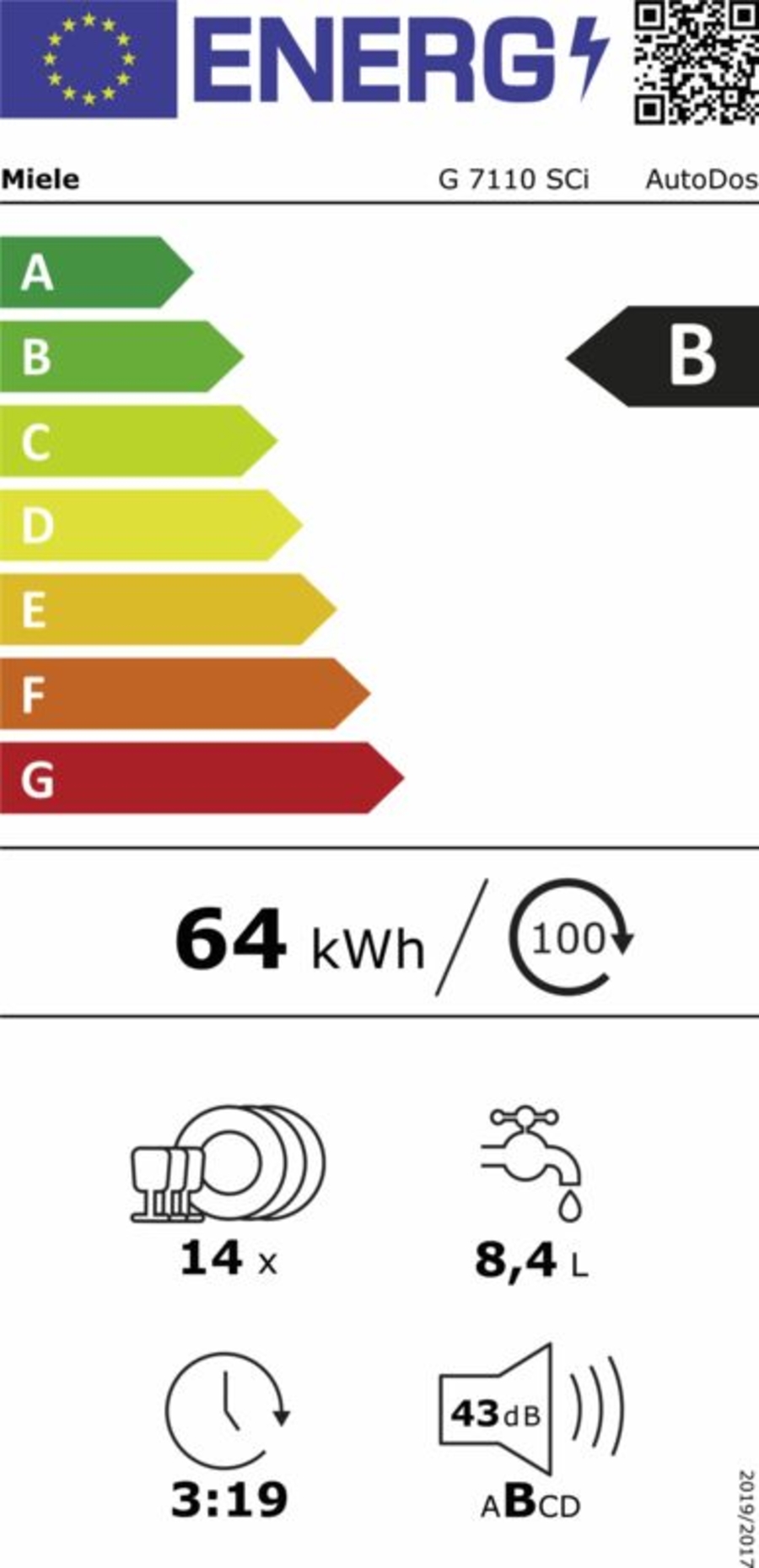 Miele G 7110 SCI Auto Dos  BRWS 60cm Teilintegrierbar 