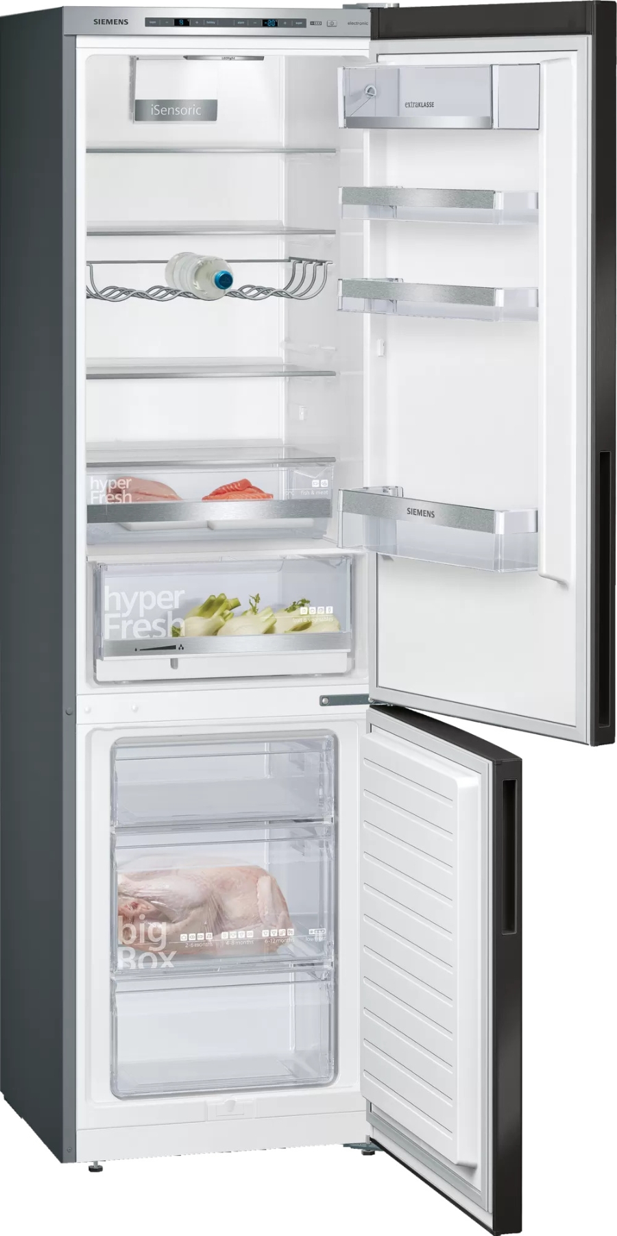 Siemens KG39E8XBA IQ500 Kühl-GefrierKombination mit Gefrierfach  ,201cm edelstahl schwarz  EEK:B 