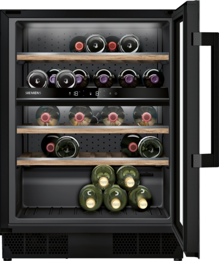 Siemens KU21WAHG0 Weinlagerschrank Schwarz 108l für 44 Flaschen à 0.75l 