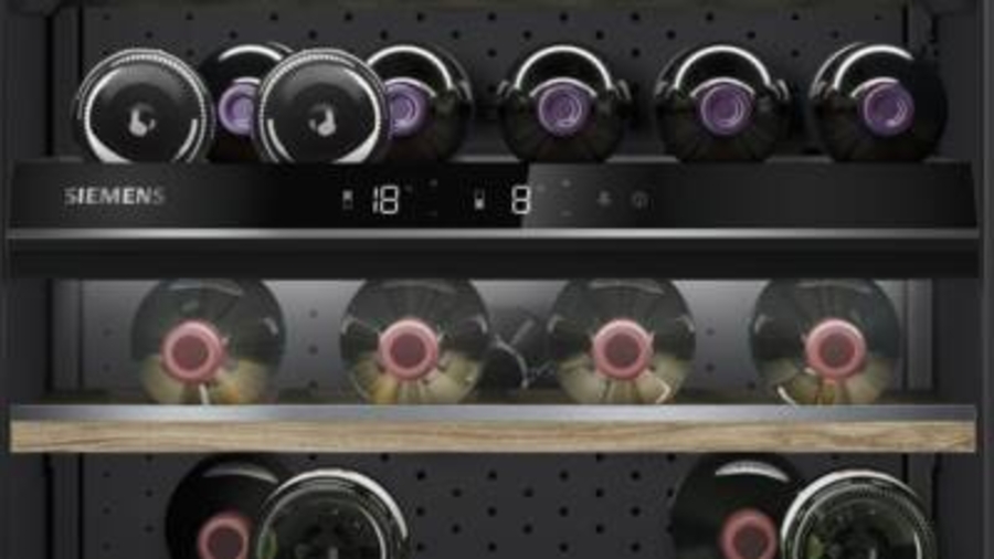 Siemens KU21WAHG0 Weinlagerschrank Schwarz 108l für 44 Flaschen à 0.75l 