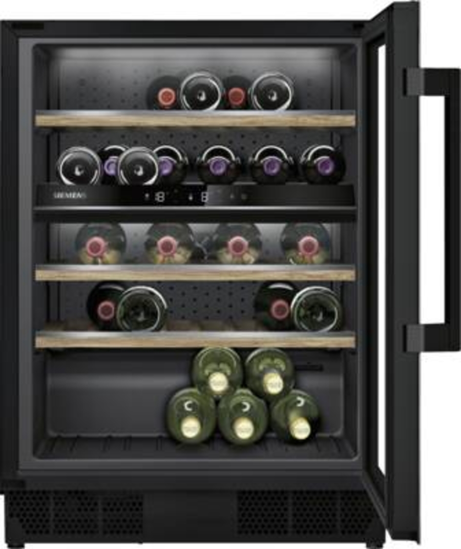 Siemens KU21WAHG0 Weinlagerschrank Schwarz 108l für 44 Flaschen à 0.75l 