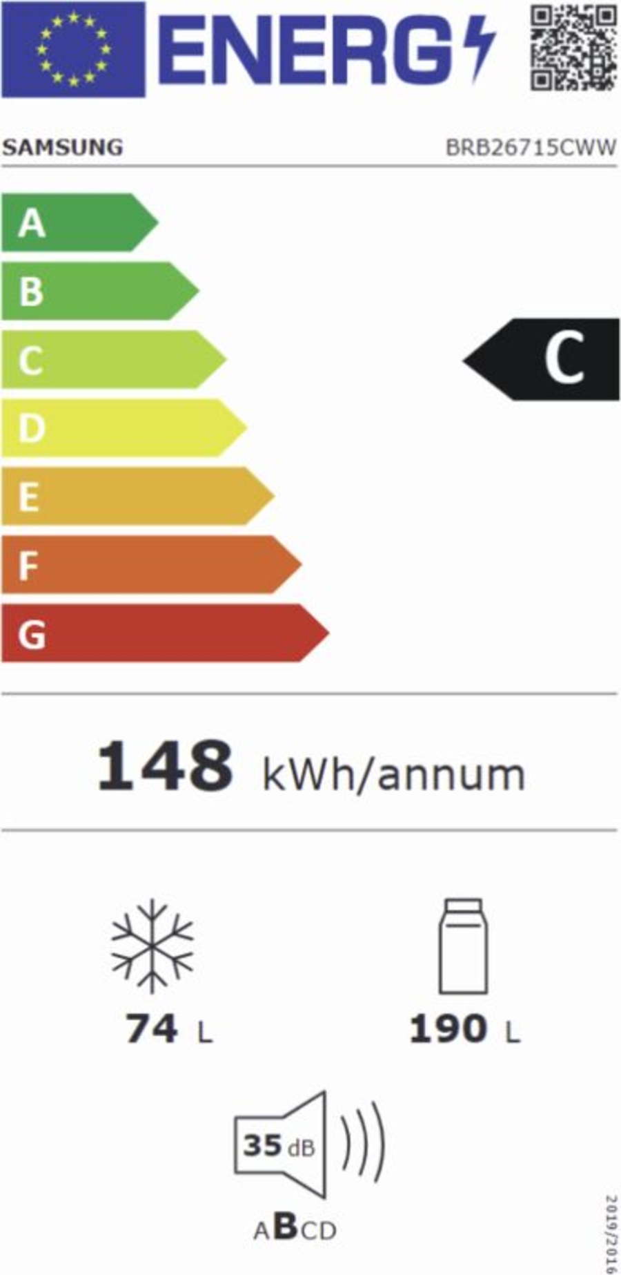 Samsung BRB26715CWW/EF Kühl-/Gefrierkombinationen Einbau,NoFrost 178cm Nische