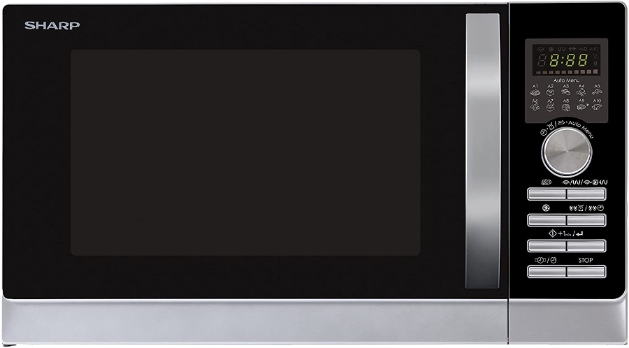 Sharp R843INW 3-in-1 Mikrowelle 800 W 25L, 1600 W Doppel Grill,Elektronik, Inverter Technologie,