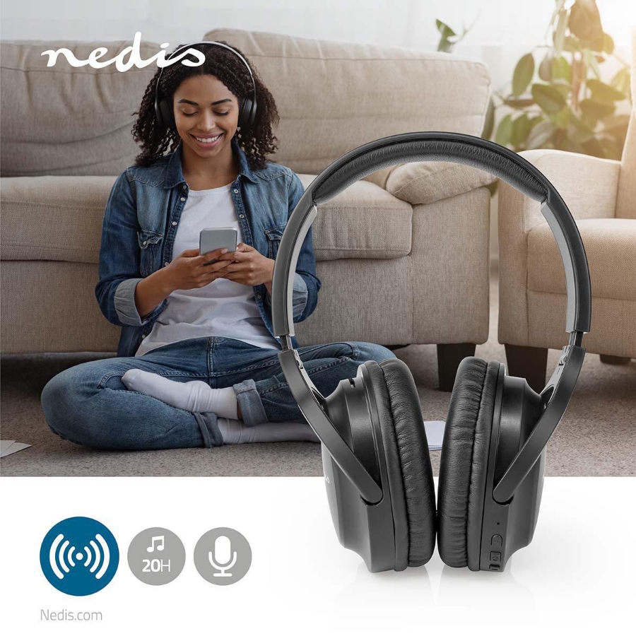 Nedis HPBT1201BK Drahtlose Over-Ear-Kopfhörer max. Batteriespielzeit: 20 hrs | Eingebautes Mikro