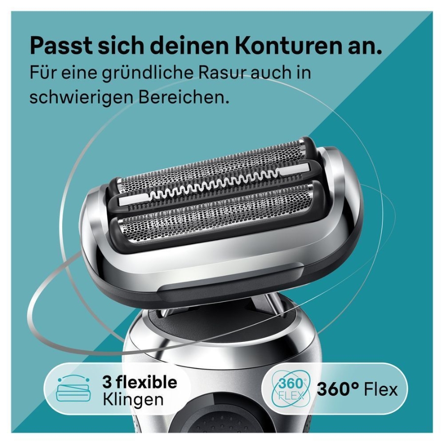 Braun Personal Care  Series 7 71-S4862cs Elektrorasierer mit 3 EasyClick-Aufsätz, Ladestation, Silber
