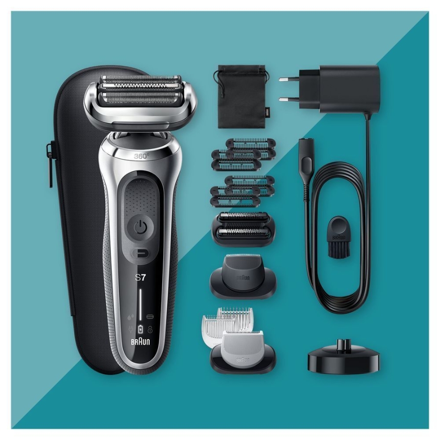 Braun Personal Care  Series 7 71-S4862cs Elektrorasierer mit 3 EasyClick-Aufsätz, Ladestation, Silber