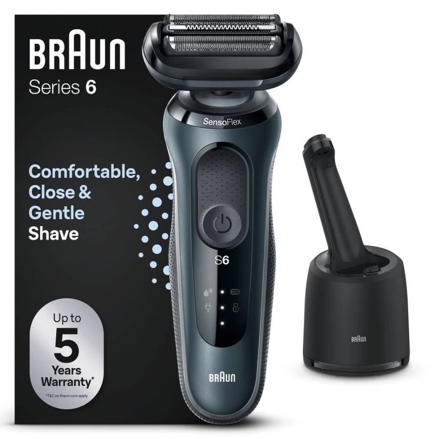 Braun Personal Care Series 6 61-N7000cc Elektrorasierer mit Reinigungsstation Grau