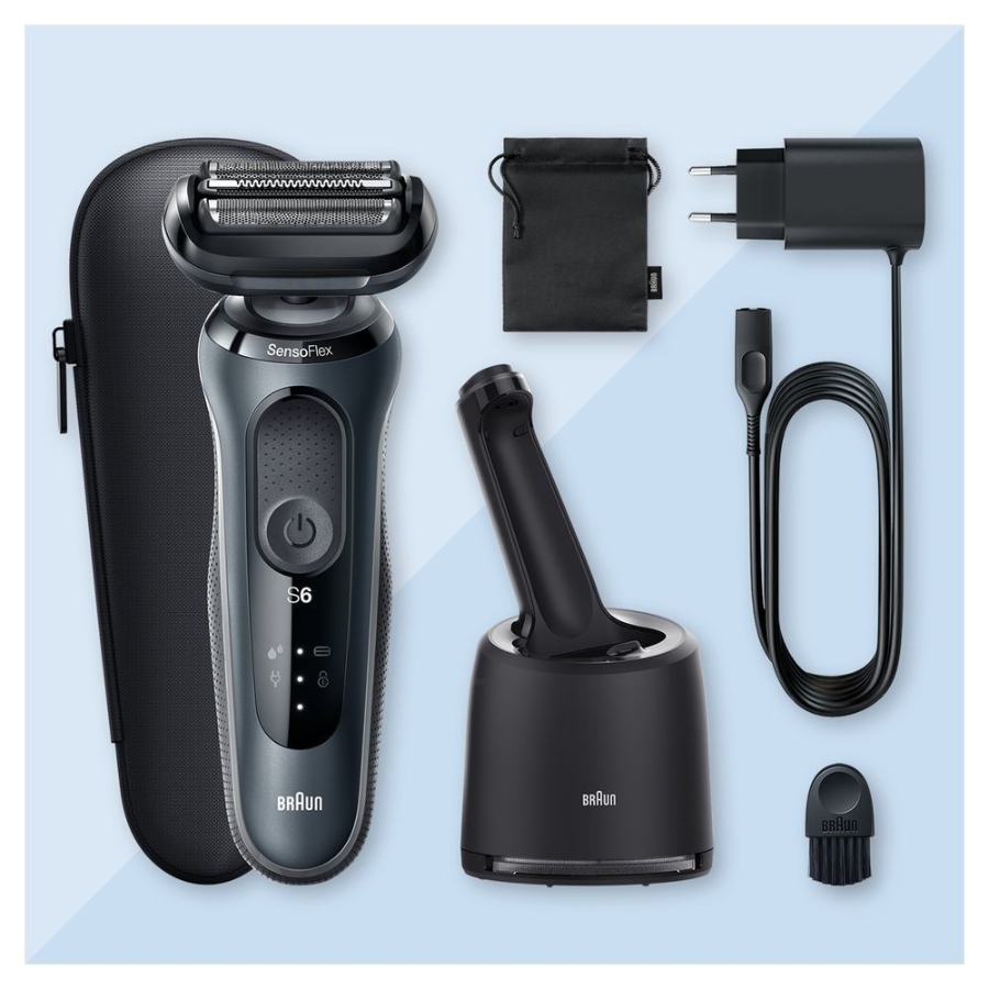 Braun Personal Care Series 6 61-N7000cc Elektrorasierer mit Reinigungsstation Grau