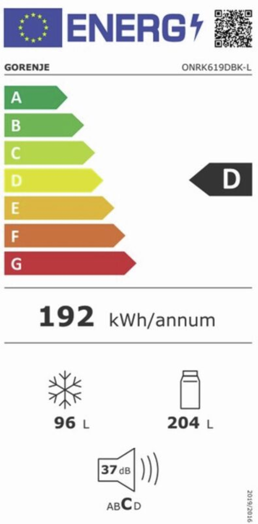 Gorenje ONRK619DBK-L Kühl-/Gefrierkombination NoFrost Schwarz 