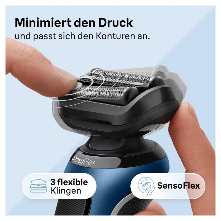 Braun Personal Care Series 6 61-B7200cc Elektrorasierer mit Präzisionstrimmer, Reinigungsstation, Blau