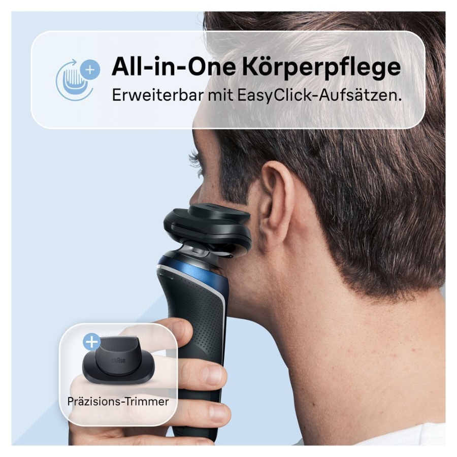 Braun Personal Care Series 6 61-B7200cc Elektrorasierer mit Präzisionstrimmer, Reinigungsstation, Blau
