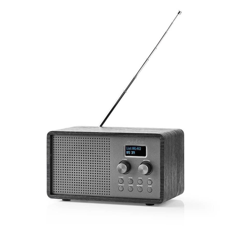 Nedis RDDB5110BK DAB + Radio Tisch Ausführumg | DAB+ / FM | 1.3 "  Scharz-weiß Monitor | Stromversorgung über USB | Digital