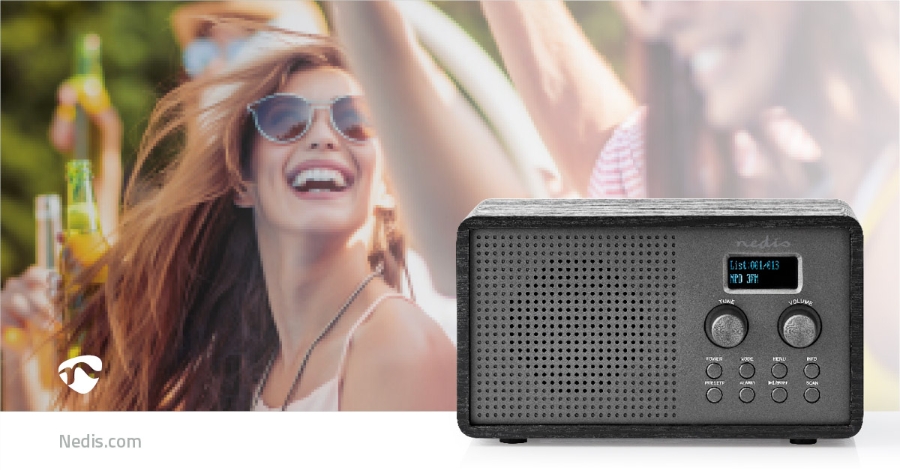 Nedis RDDB5110BK DAB + Radio Tisch Ausführumg | DAB+ / FM | 1.3 "  Scharz-weiß Monitor | Stromversorgung über USB | Digital