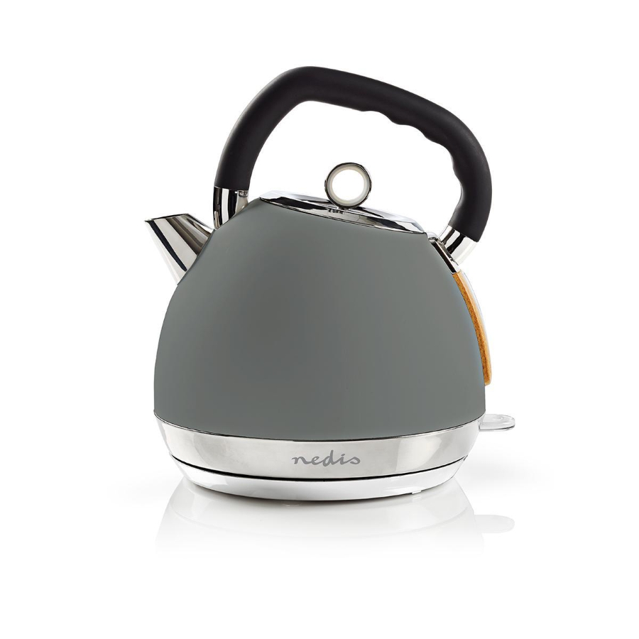 Nedis KAWK520EGY Wasserkocher 1.8 l | Soft-Touch | Grau | Um 360 Grad drehbar