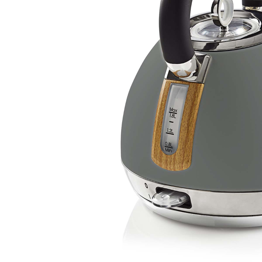 Nedis KAWK520EGY Wasserkocher 1.8 l | Soft-Touch | Grau | Um 360 Grad drehbar