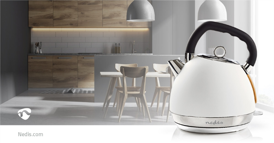 Nedis KAWK520EWT Wasserkocher 1.8 l | Soft-Touch | Weiss  | Um 360 Grad drehbar