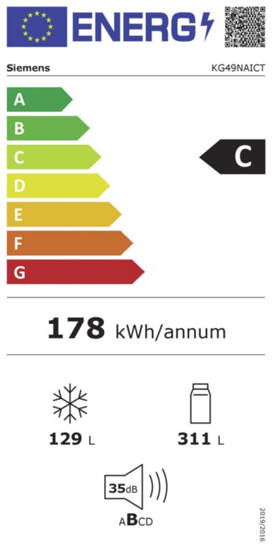 Siemens KG49NAICT Kühl-Gefrier-Kombination  HxB:203 x 70 cm Inox-antifingerprint