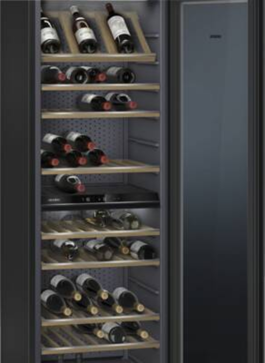 Siemens KW36KATGA Weinlagerschrank mit Glastür, 186 x 60 cm silber für 199 Flaschen à 0.75l 