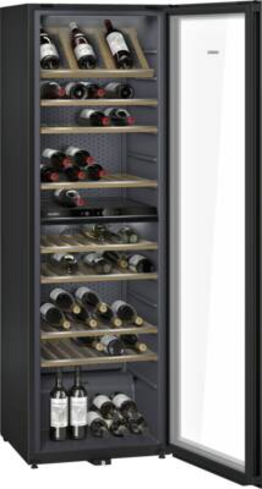 Siemens KW36KATGA Weinlagerschrank mit Glastür, 186 x 60 cm silber für 199 Flaschen à 0.75l 