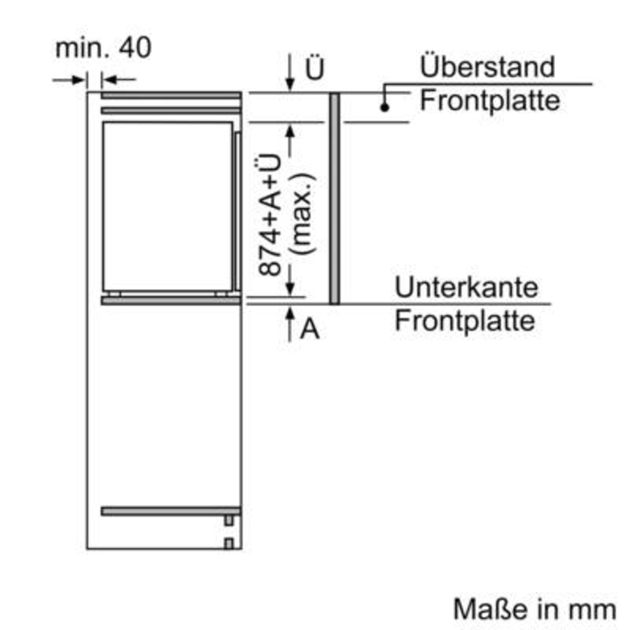 Siemens KI21RVFE0 Kühlschrank Einbau 88cm Nische Flachscharnier(Festtür)weiß