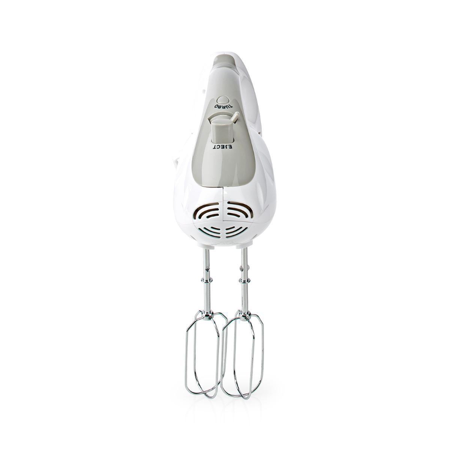 Nedis KAHM110CWT Handmixer 200 W | 5 Geschindigkeitsstufen Turbofunktion | Turning Bowl / 2 Knethaken / 2 Schlägel 