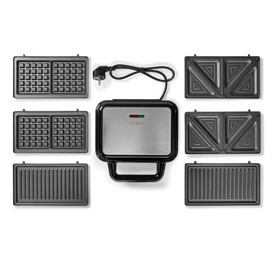 Nedis KAMG110FBK Multi-Grill Grill / Sandwich / Waffle  700 W | 22 x 12.5 cm | Automatischer Temperaturkontrolle 