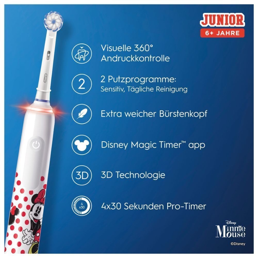 Oral-B Junior Minnie Mouse Elektrische Kinderzahnbürste Weiß 