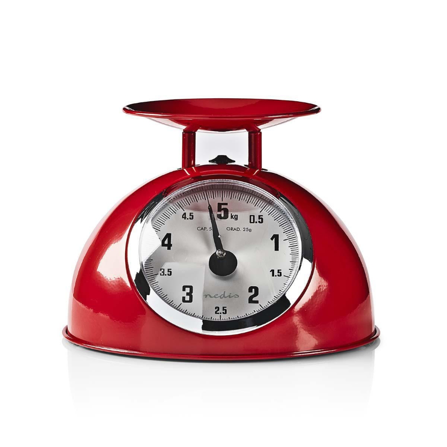 Nedis KASC110RD Küchenwaage Analog | Edelstahl | Abnehmbare Schale | Red