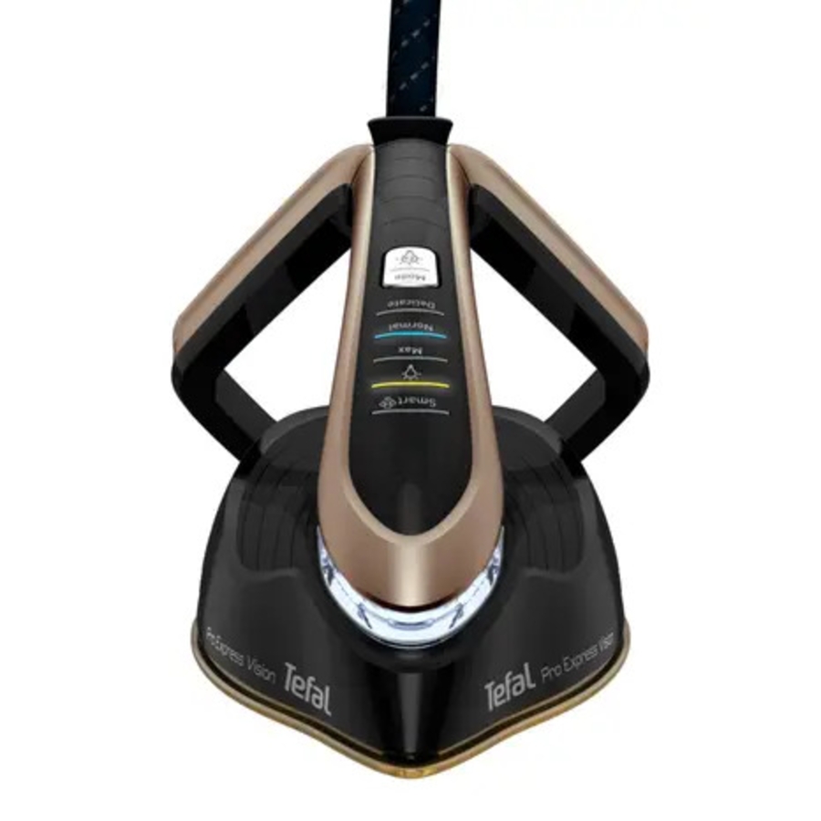 Tefal GV9820 Pro Express Vision Dampfbügelstation Schwarz/Braun Smart LED-Leuchte am Bügeleisen, leistungsstarker 9-Bar