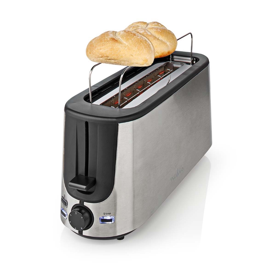 Nedis KABT310EAL Toaster Edelstahl Serie | 1 Steckplätz | Bräunungsstufen: 6 