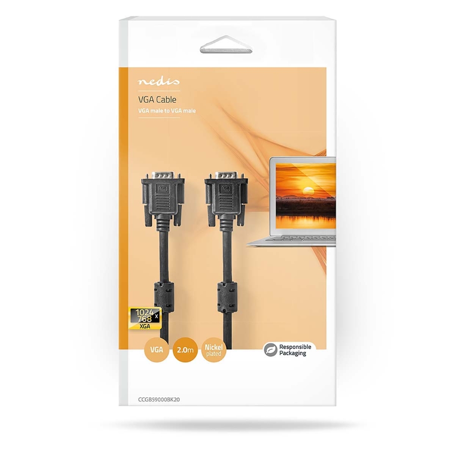Nedis CCGB59000BK20 VGA-Kabel 2.00m VGA Stecker | VGA Stecker | Vernickelt 
