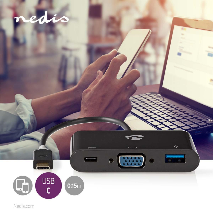 Nedis CCBW64760AT02 USB Multi-Port-Adapter USB 3.2 Gen 1 | USB-C™ Stecker | USB-A Buchse/ USB-C™ Buchse