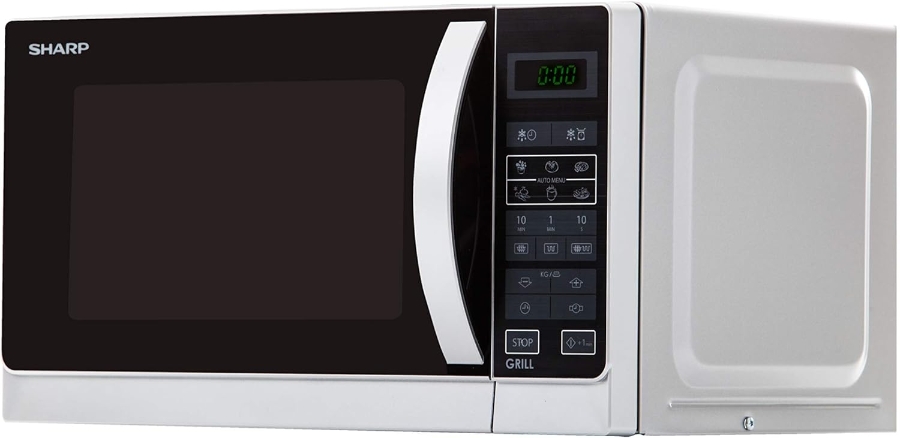 Sharp R642INW - Mikrowellenofen mit Grill 20 L / 800 W / 1000 W Quarzgrill / 8 