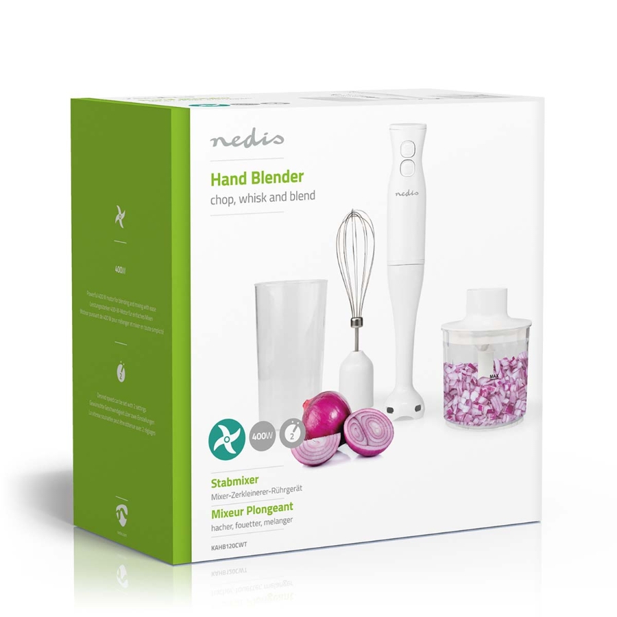 Nedis KAHB120CWT Stabmixer 400 W Weiss Geschindigkeitseinstellung: 2- Geschindigkeit