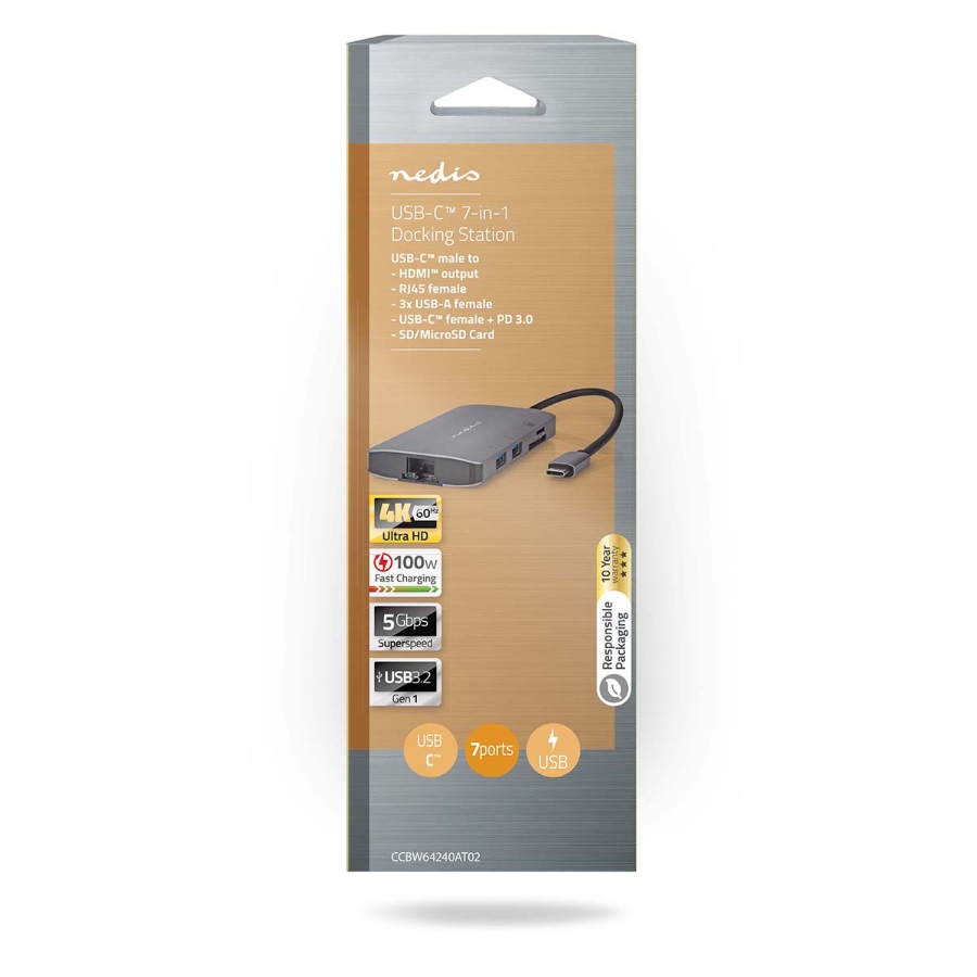 Nedis CCBW64240AT02 USB Multi-Port-Adapter USB 3.2 Gen 1 | USB-C™ Stecker | HDMI™ Ausgang / Micro SD 