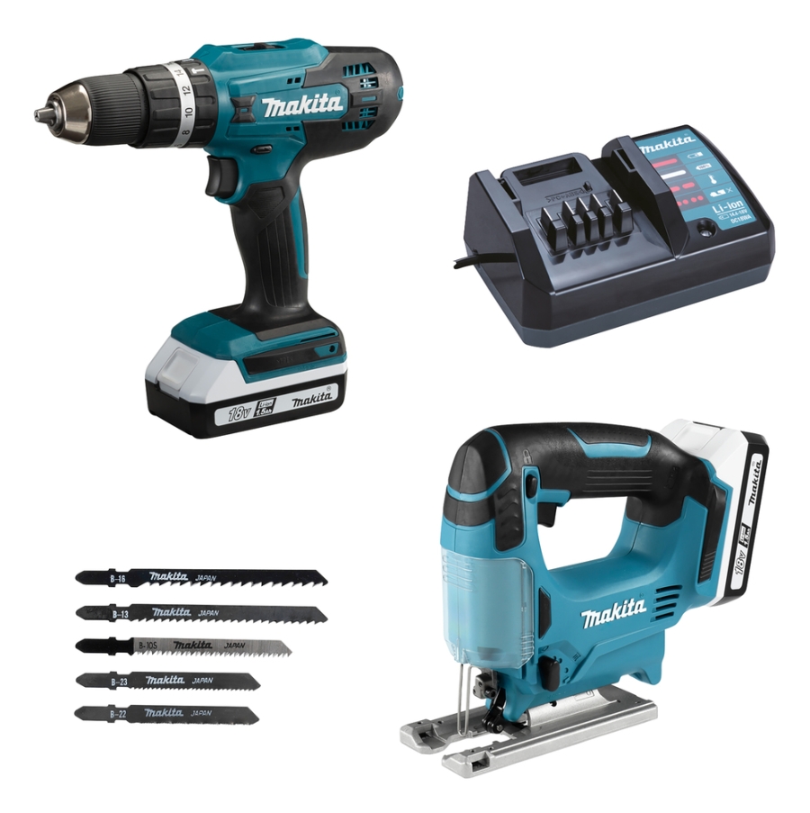 Makita DK18B59Y G-Serie Combo Kit Akku-Maschinenset 18 V • G-Serie JV183D+HP488D