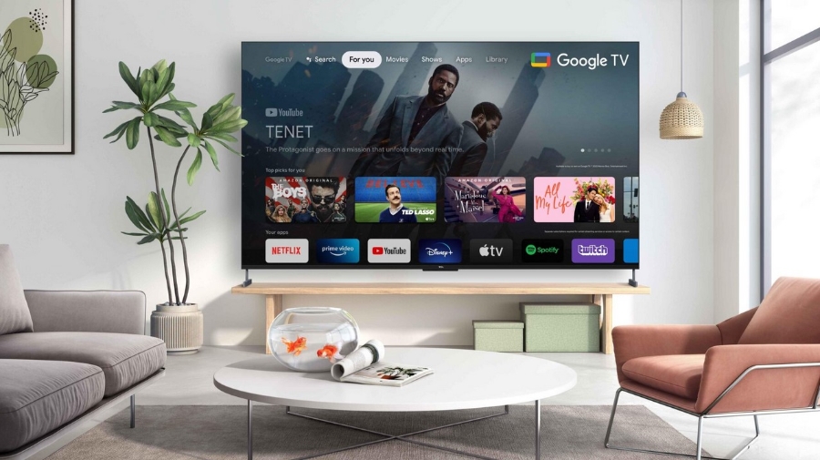 TCL 98C735 Flat98 Zoll (248 cm), QLED 4K, SMART TV, Google TV Wireless LAN,Bluetooth,Android Fernseher