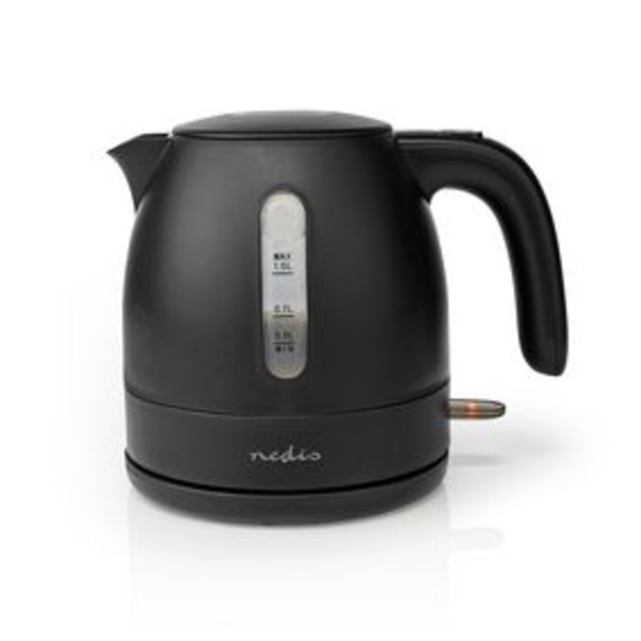 Nedis KAWK300EBK  Wasserkocher 1.0 l | Plastik | Schwarz   Um 360 | Verdecktes Heizelement | Strix® Controller | 