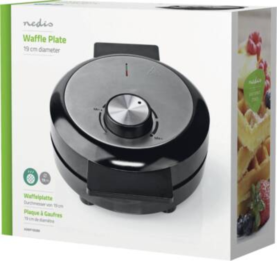 Nedis KAWP100BK Waffeleisen | 19 cm | 1000 W | Schwarz