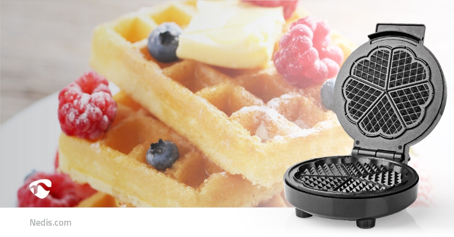 Nedis KAWP100BK Waffeleisen | 19 cm | 1000 W | Schwarz