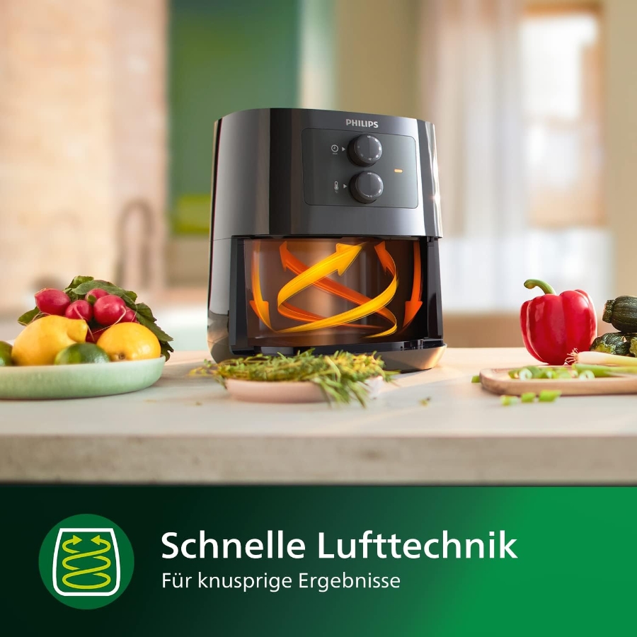 Philips HD9200/90 Airfryer L Essential Compact  Heißluftfritteuse 1400 Watt Schwarz