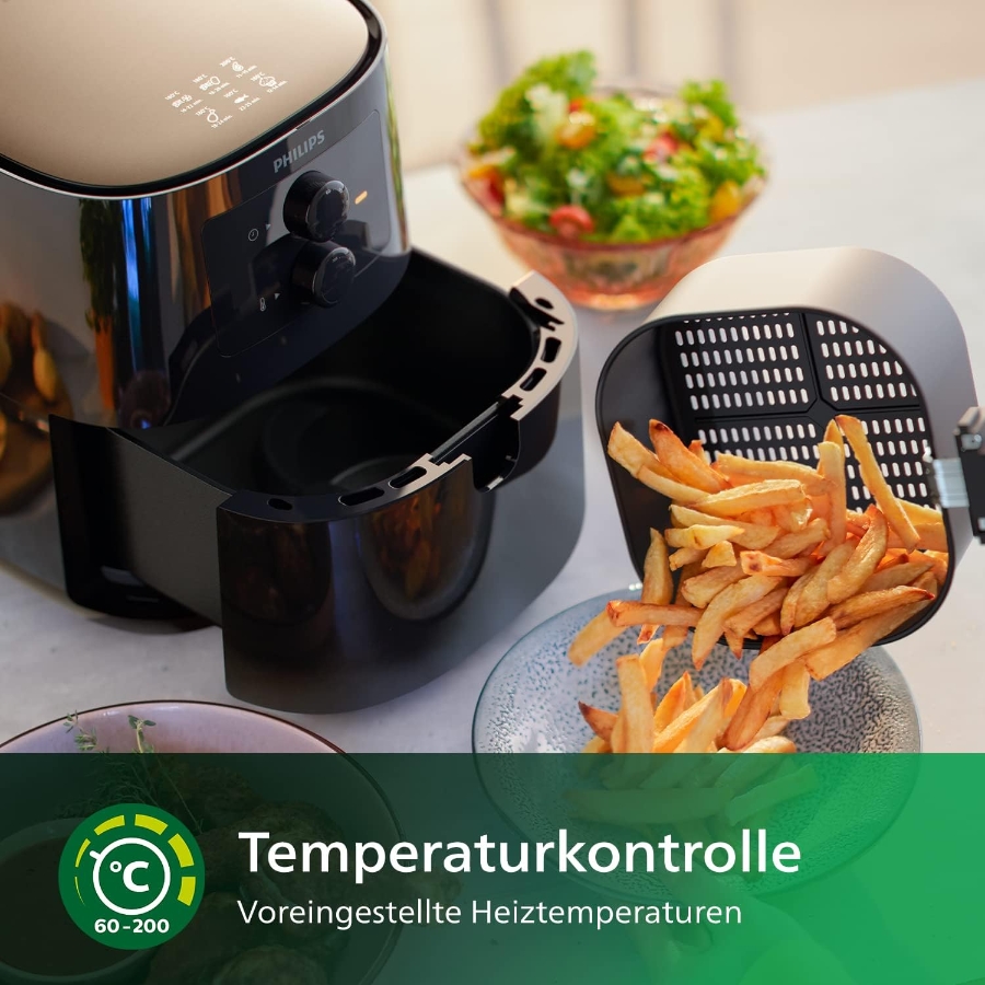 Philips HD9200/90 Airfryer L Essential Compact  Heißluftfritteuse 1400 Watt Schwarz